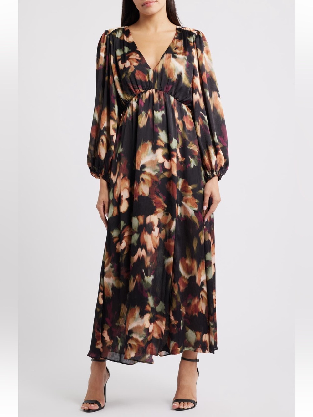 Parker Black The Filia Long Sleeve Maxi Dress In Rich Black